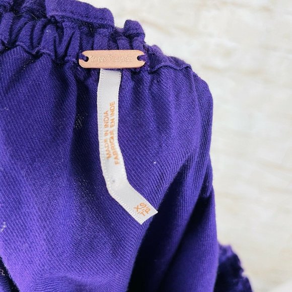 Free People Fleur Du Jour Purple Shift Dress Purple Sz XS Embroidered Off Should - Picture 6 of 10
